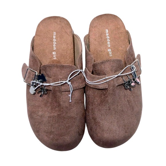 Madden Girl Other - Madden Girl Taupe Faux Suede Buckle Clog Mule Slip On Shoes Size 1